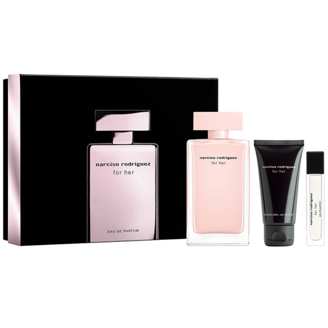 For Her | Coffret Eau de Parfum avec son Vaporisateur de Sac et son Lait Corps