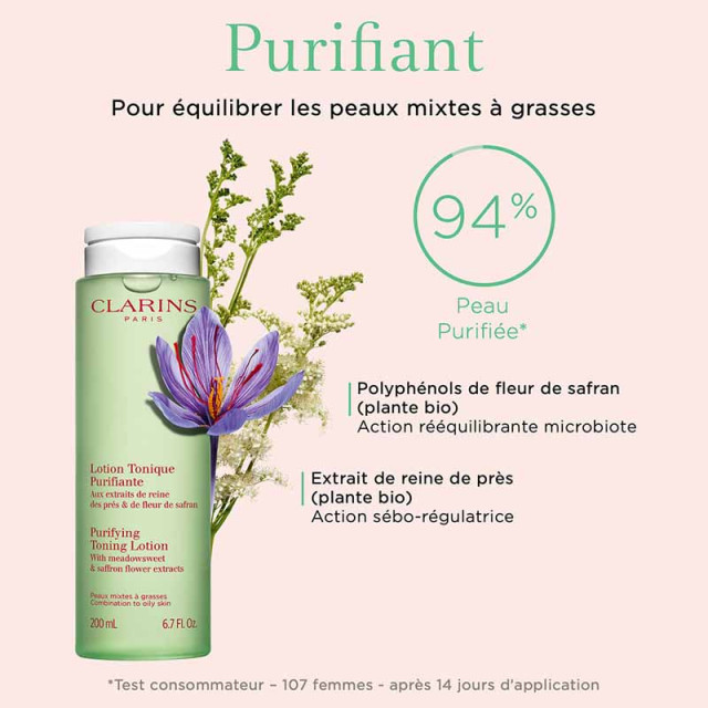 Lotion Tonique Purifiante | Aux extraits de reine des prés & fleur de safran - Peaux mixtes à grasses