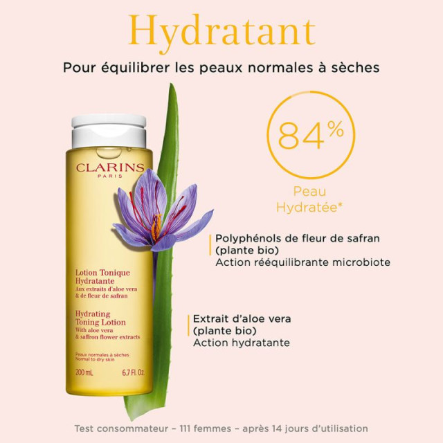 Lotion Tonique Hydratante | Aux extraits d'aloé vera et fleur de safran - Peaux normales à sèches