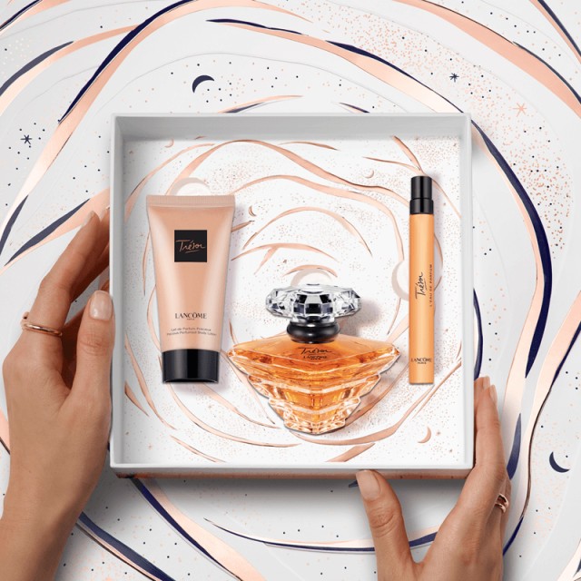 Trésor | Coffret Eau de Parfum avec son vaporisateur de sac et son lait corps
