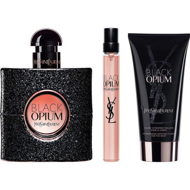 Black Opium | Coffret Eau de Parfum, vaporisateur de sac et lait corps Black Opium | Coffret Eau de Parfum, vaporisateur de sac et lait corps