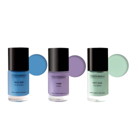Coffret 3 vernis à ongles - vert, bleu, parme