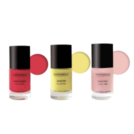Coffret 3 vernis à ongles - rouge, jaune, rose