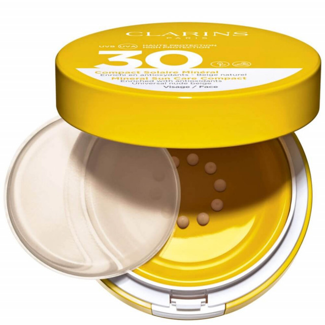 Compact Solaire Minéral Visage SPF 30 - CLARINS|Enrichi en Antioxydants - Beige Naturel