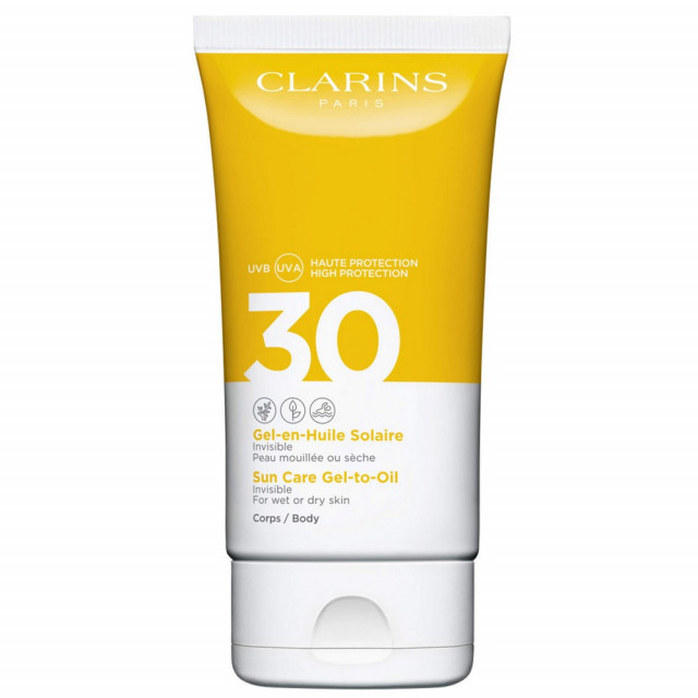 Gel-en-Huile Solaire SPF 30 - CLARINS|Haute Protection Corps - Invisible - Peau Mouillée ou Sèche